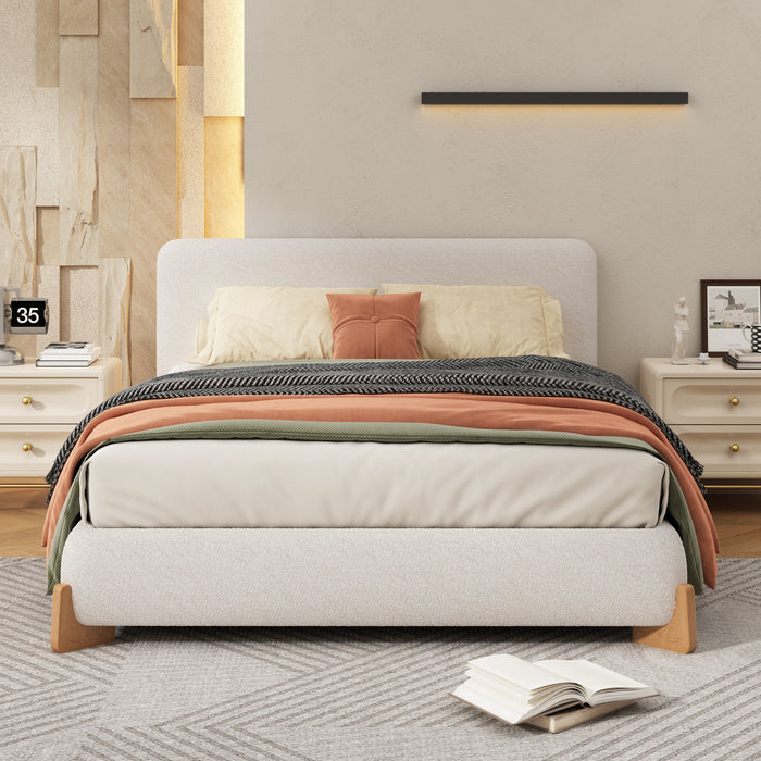 Olivia Lit elegant et confortable avec revetement, Taille Queen, Blanc