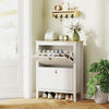 HOMCOM Shoe Cabinet with 2 Flip Drawers, Narrow Shoe Storage Cabinet, White