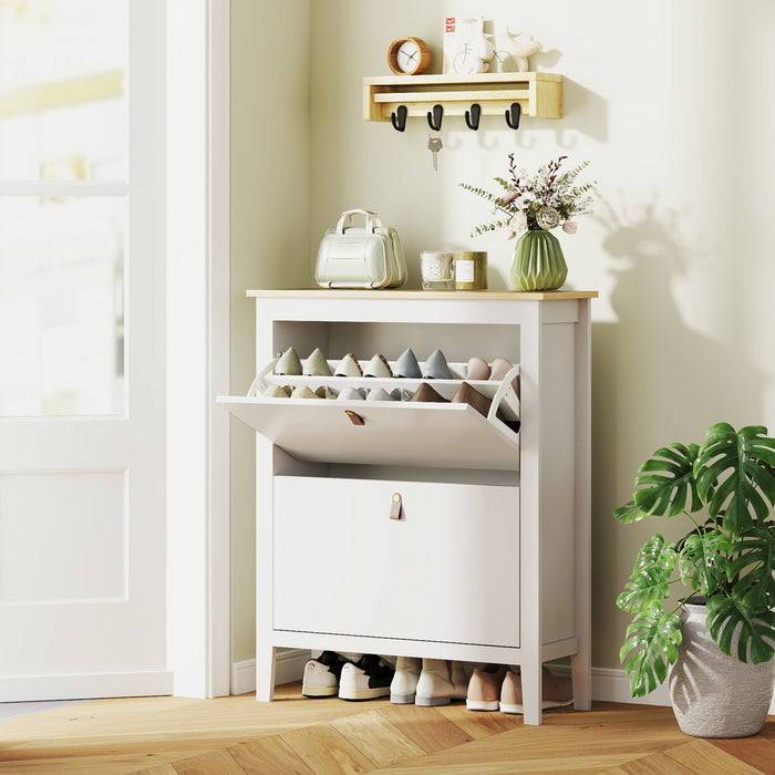 Meuble a Chaussures HOMCOM avec 2 Tiroirs Basculants, Meuble de Rangement