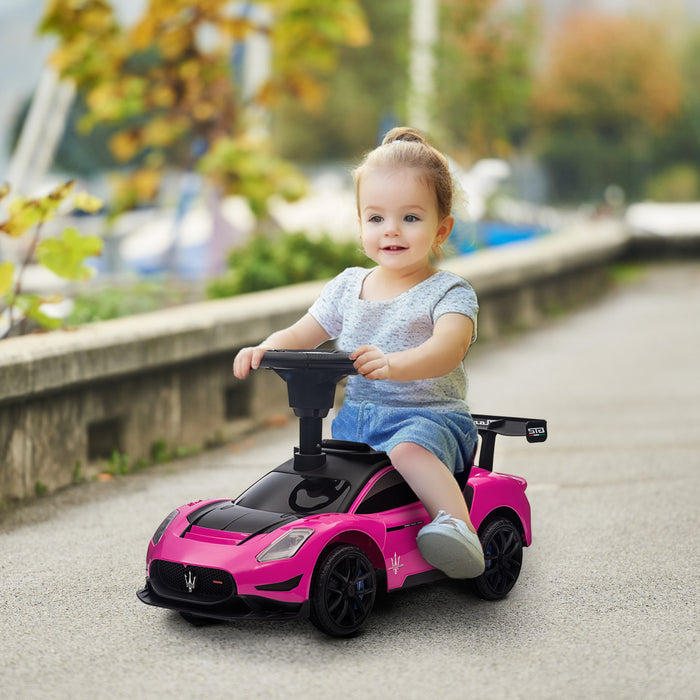 Qaba Voiture Coulissante Pour Bebe Sous Licence Maserati Gt2 Avec Rangement Sous Le Siege, Musique, Klaxon, Voiture Pour Tout-petits De 18 A 60 Mois, Rose