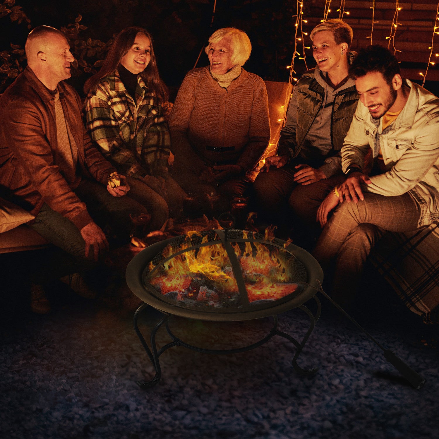 Outsunny 22" Foyer Rond Patio Cheminee Chauffejardin Porche A Bois