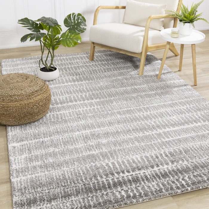 Carpette douce à motif de rangées de rayures - 7 pi 10 po x 10 pi 10 po