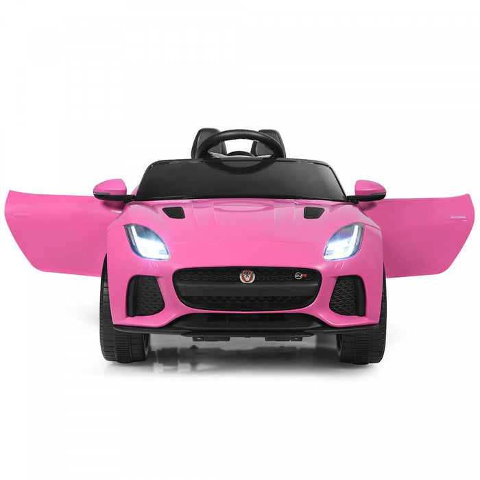 Voiture Electrique 12 V Costway, Voiture Suv Pour Enfants Sous Licence Jaguar Type F Pour Enfants, Avec Interfaces Usb, Tf Et Mp3, Avec Lumieres, Telecommande, Chargeur, Rose