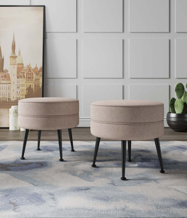 Lot de 2 poufs d’appoint rembourres style mid-century modern Bailey en coloris ble