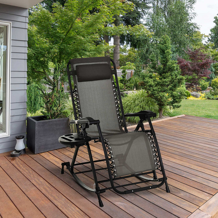 Chaise Longue Ajustable 2 En 1 Outsunny Grise