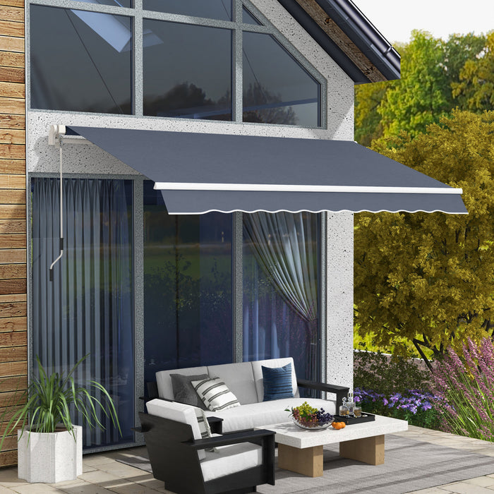 Outsunny 12' X 8' Auvent Retractable Auvent De Terrasse Au Soleil Abri Gris