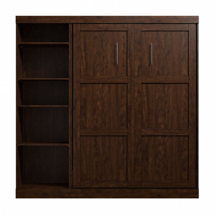 Lit double escamotable mural Pur de Bestar de 84 po avec tablettes - chocolat