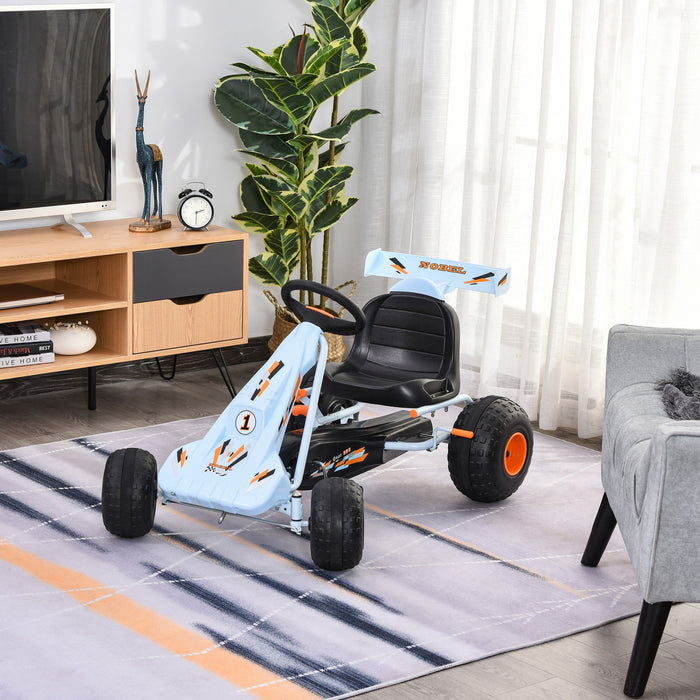 Aosom Kart Pedale Enfants 4 Roues Style Mignon Avec Siege Reglable, Frein A Main Et Levier De Vitesse Exterieur Voiture Pour Garcons Et Filles De 3 A 6 Ans