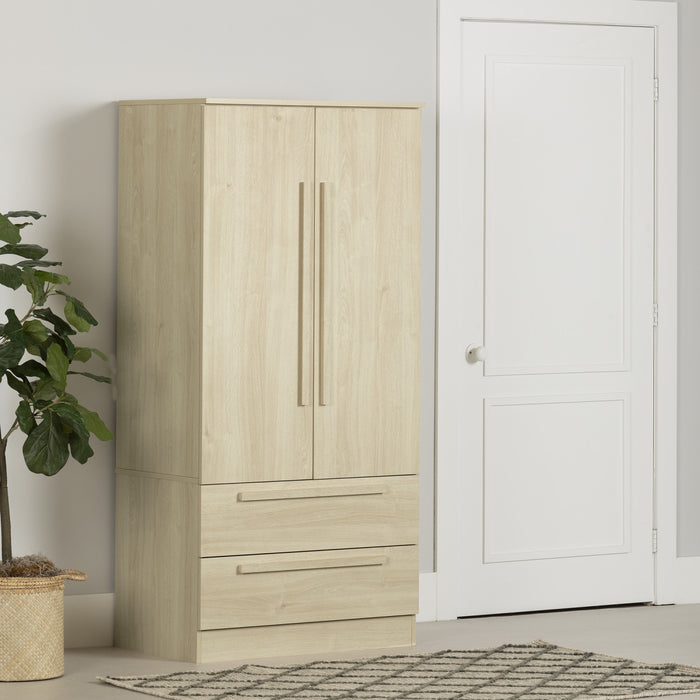 Acapella Armoire Penderie Avec Portes Et Tiroir - Chene Blanchi