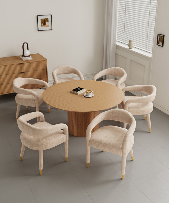 Ensemble de salle a manger moderne industriel Aspen et Hathaway 7 pieces, finition Argente et Naturel