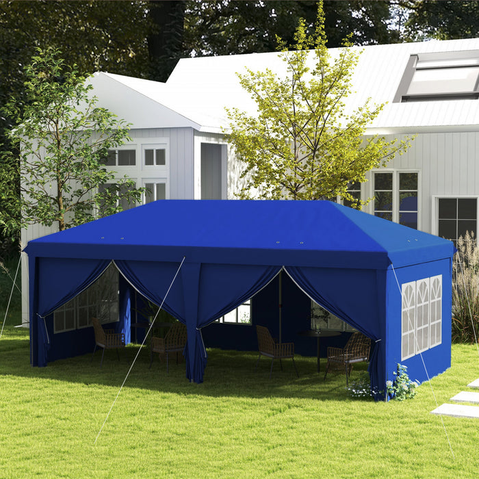 Outsunny Tente Exterieure 10'x20' Facile A Plier Gazebo Tente De Fete, Bleu
