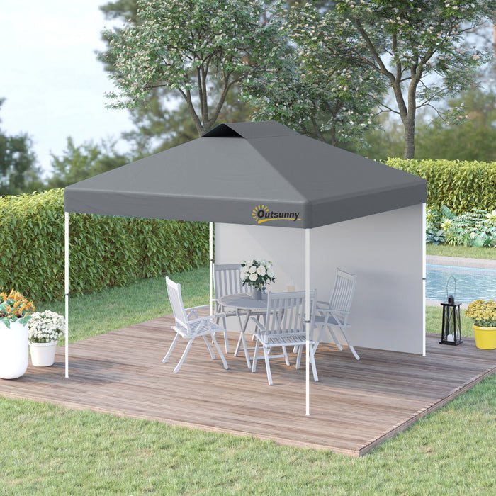 Outsunny Tente A Auvent Escamotable 10' X 10', Paroi Laterale Et Sac, Gris