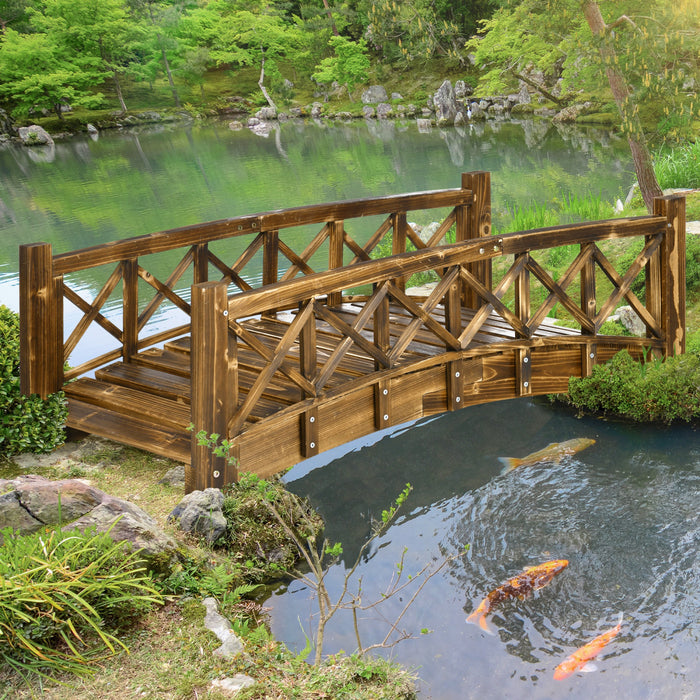 Outsunny Pont De Jardin En Bois De 4ft Passerelle En Forme D'arc