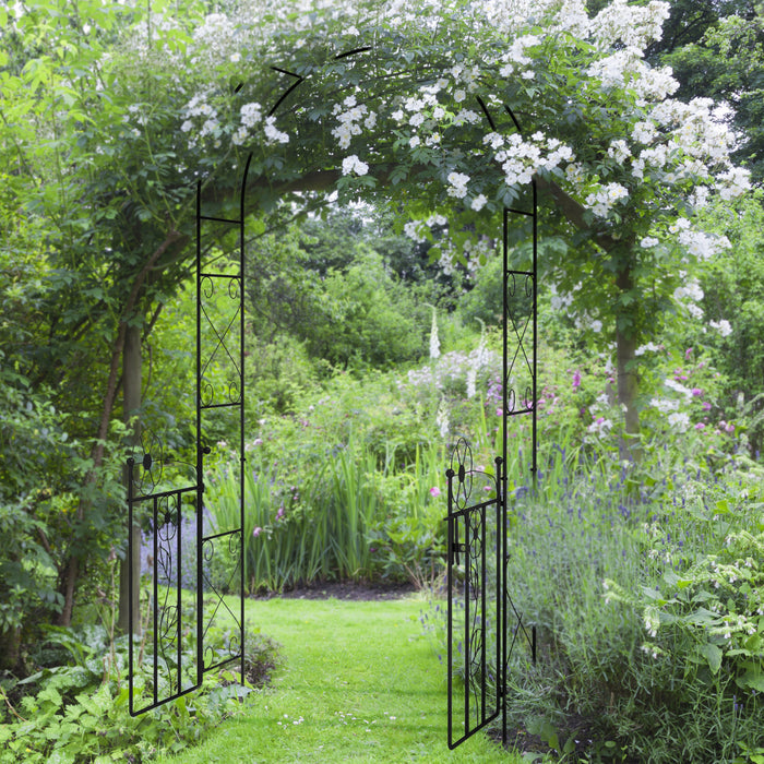 Outsunny Arche De Jardin En Metal Avec Portail Arbre De Jardin Treillis