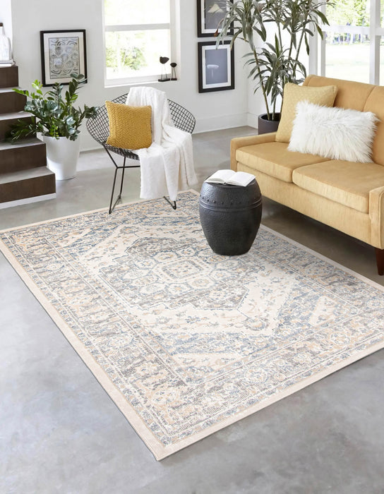 Carpette Bijara bleue - 5 pi 0 po x 8 pi 0 po 