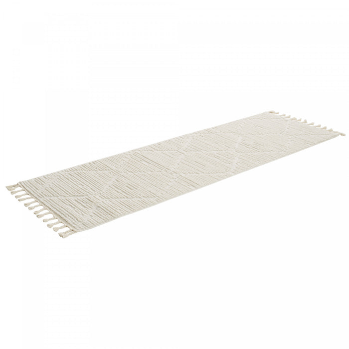 Carpette à poil long Quinto crème à motif de grands treillis - 2 pi 7 po x 8 pi 