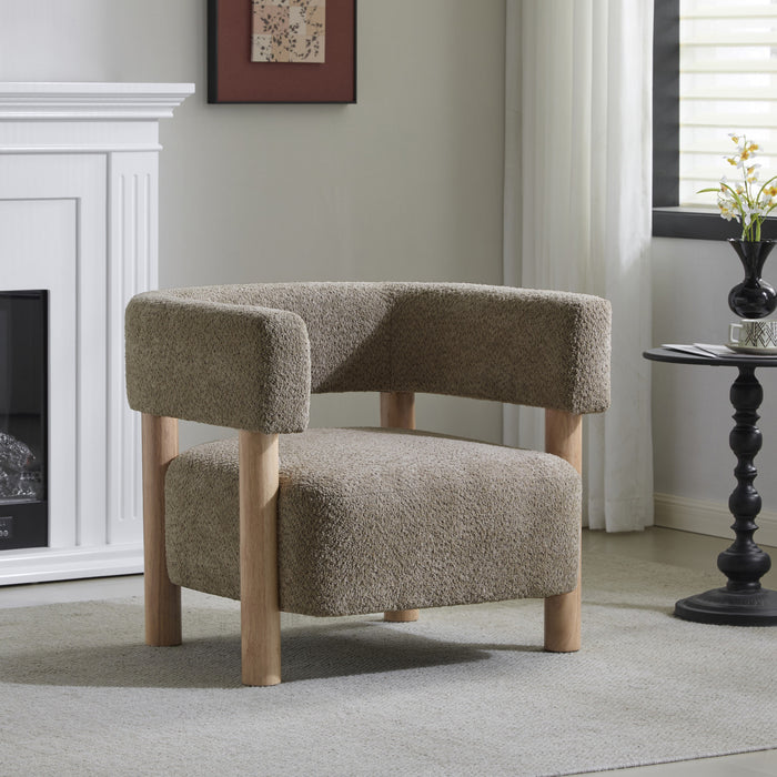 Evelyn Fauteuil d’appoint avec assise confortable et revetement en boucle, camel clair