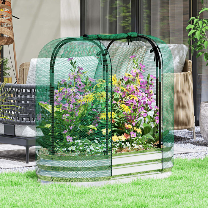 Outsunny Lit De Jardin Galvanise Avec Cage De Culture, Jardiniere En Metal