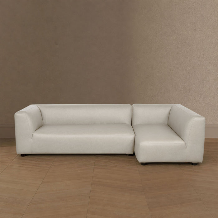 Canape sectionnel moderne contemporain Lukas 2 pieces 118\" creme, angle droit