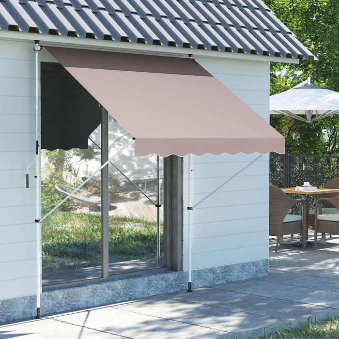 Store Banne Manuel Retractable 2l X 1,5l X 1,7-2,8h M Inclinaison Reglable Installation Rapide Metal Alu Polyester Beige