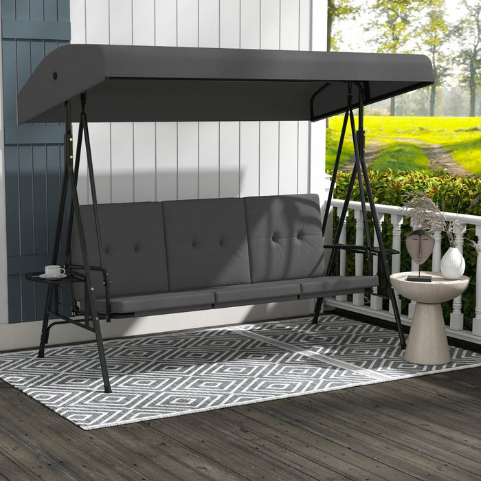 Outsunny Chaise d'oscillation de Patio a 3 places avec auvent reglable