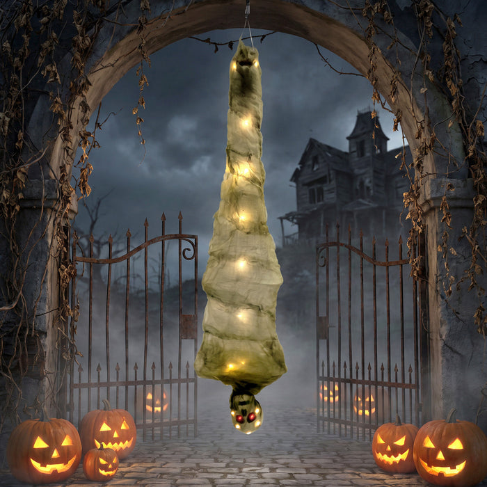 HOMCOM Momie d’Halloween suspendue 183 cm, decoration cocon inversee
