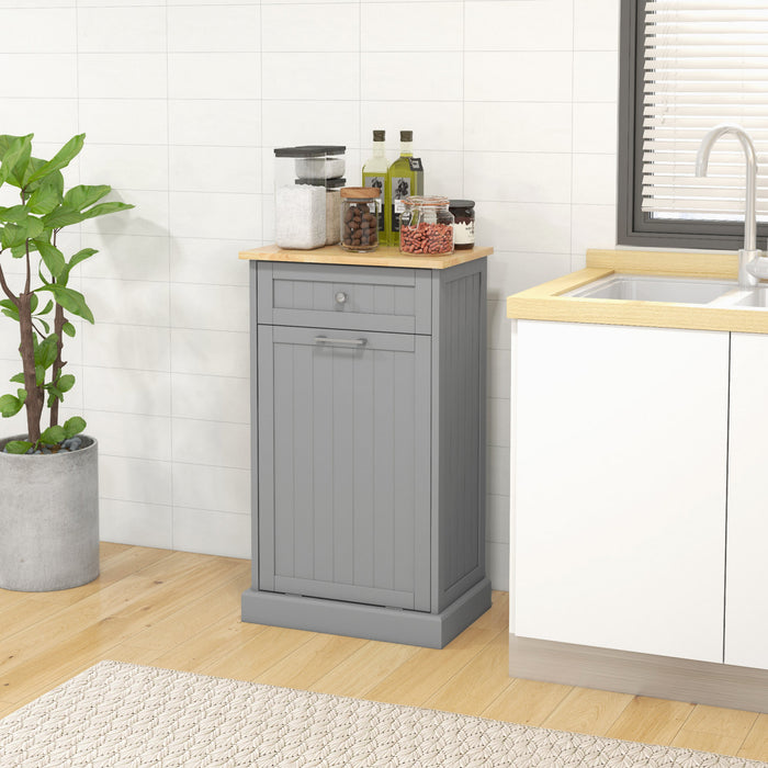 HOMCOM Armoire de poubelle inclinable de cuisine, armoire de recyclage