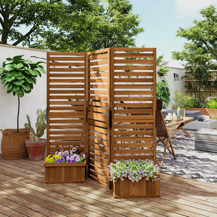 Outsunny Ecran De Confidentialite Avec 4 Lits Sureleves, Trous De Drainage