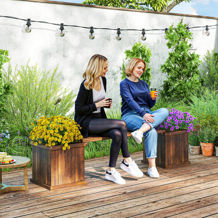 Outsunny Support Pour Plantes Sureleve Jardiniere Et Banc De Jardin En Bois