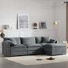 Nimbus 103 Inch Chenille Modular Sectional Sofa with Ottoman and Double Cushions, Dark Gray | Nimbus Canape Sectionnel Modulaire en Chenille 103 po avec Ottoman et Double Coussin, Gris Fonce