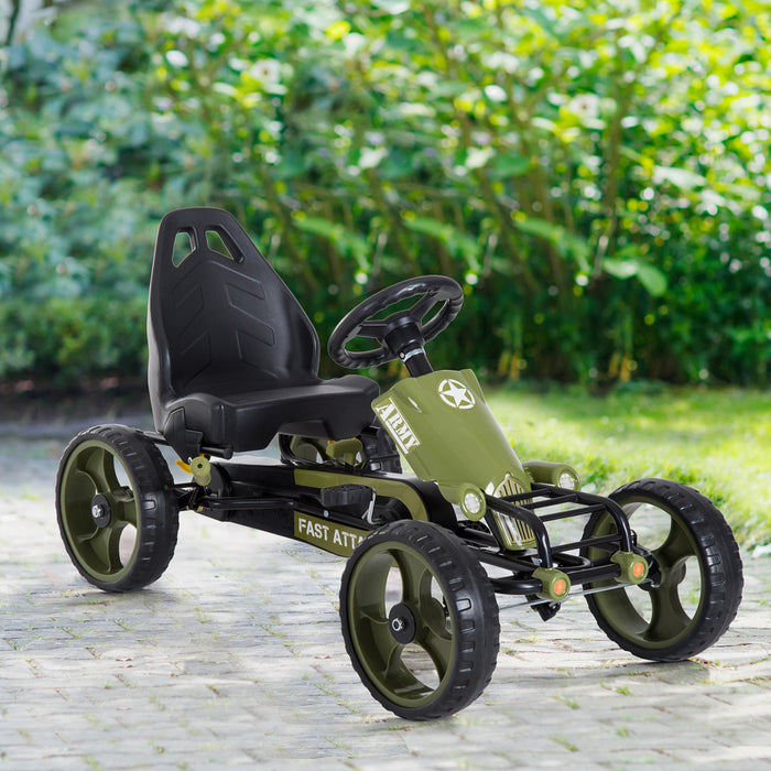 Aosom Kart A Pedales Pour Enfants, Jouet De Voiture Avec Siege Reglable, Pneus Eva, Frein A Main De Securite, Pour Garcons Et Filles Ages De 3 A 6 Ans, Vert