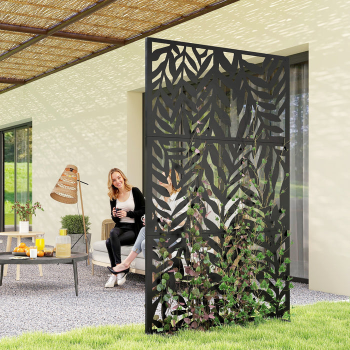 Outsunny Ecran de Confidentialite Exterieur en Metal, 72\" x 38\", Noir