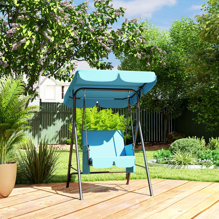 Outsunny Balancoire De Patio 1 Place Avec Auvent Reglable Et Coussins