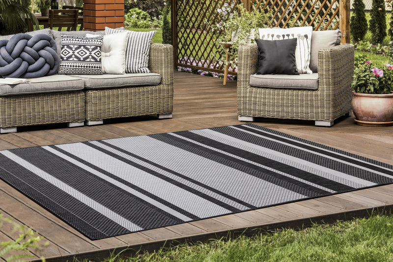 Carpette Jackson à rayures pour l’intérieur et l'extérieur - 3 pi 11 po x 5 pi 7 po