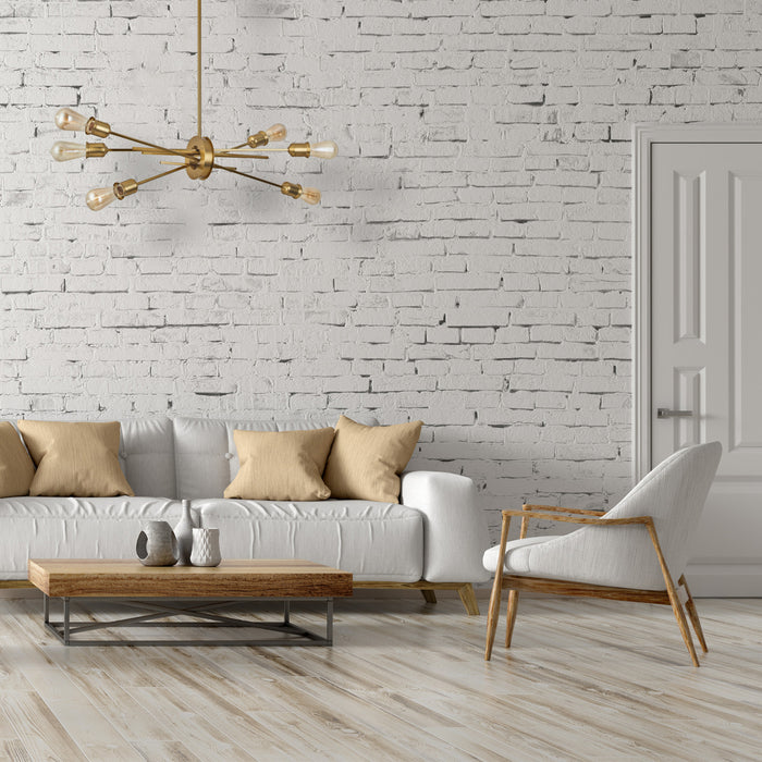 Luminaire suspendu horizontal Nebraska de Dainolite avec fini laiton vieilli et 6 ampoules