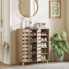 HOMCOM Shoe Storage Cabinet with 5-Tier Cupboard and 5 Open Shelves, Beige