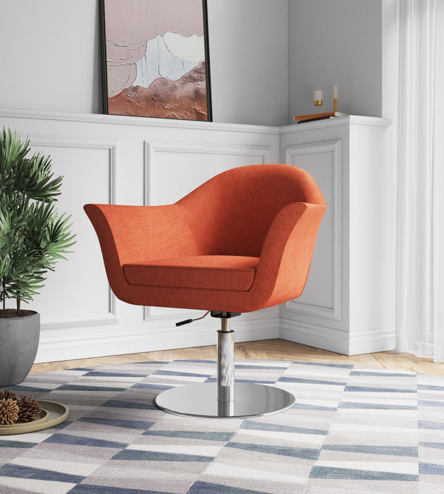 Fauteuil pivotant moderne tisse Voyager en melange, orange - Lot de 2