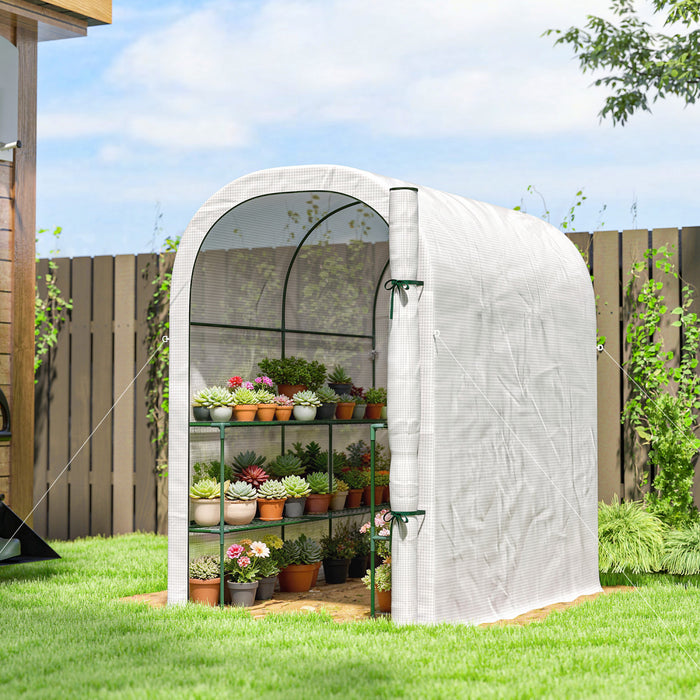 Outsunny Serre Exterieure avec Etageres, Blanc