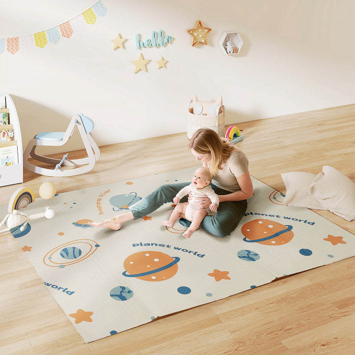 Qaba Tapis De Jeu Pour Bebe, Tapis D'eveil 77\" X 69\", Theme Astronaute