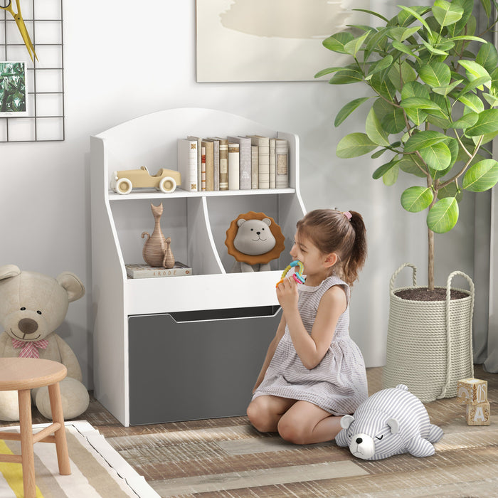 Qaba Bibliotheque Pour Enfants A 3 Niveaux, 2 Compartiments, Blanc