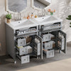 Aura 48 Inch Double Sink Vanity Combo with Drawers and Cabinet, Gray | Aura Ensemble Meuble-Lavabo Double 48 po avec Tiroirs et Armoire, Gris