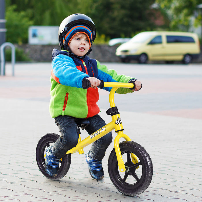Honeyjoy Enfants Equilibre Velo Pas Pedale Velo D'entrainement W / Guidon Reglable Et Siege Jaune
