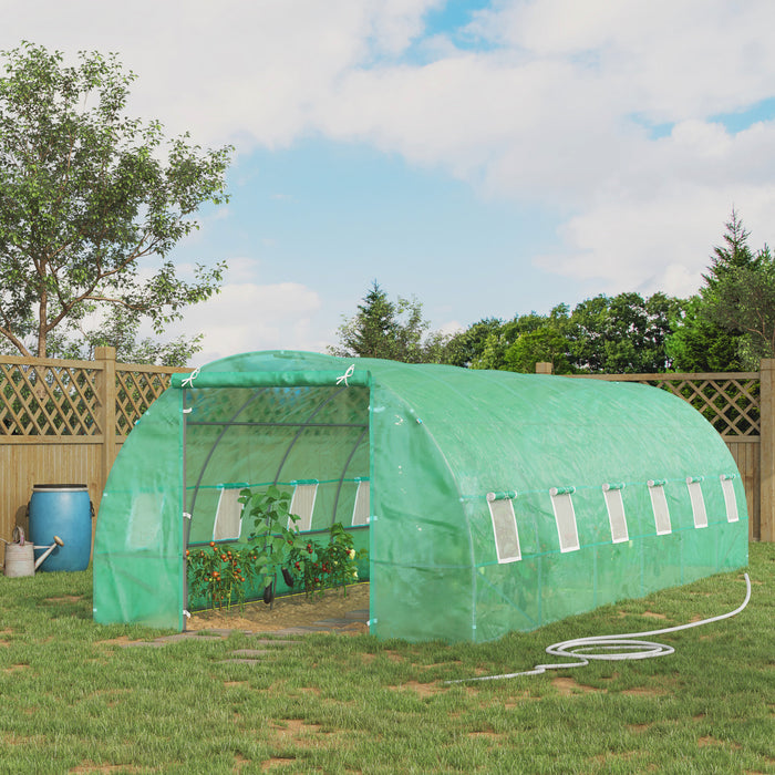 Outsunny 26,2 'x10' X 6,7' Grand Tunnel A Effet De Serre Serre De Jardin Semences De Plantes Cadre En Acier De Qualite Superieure