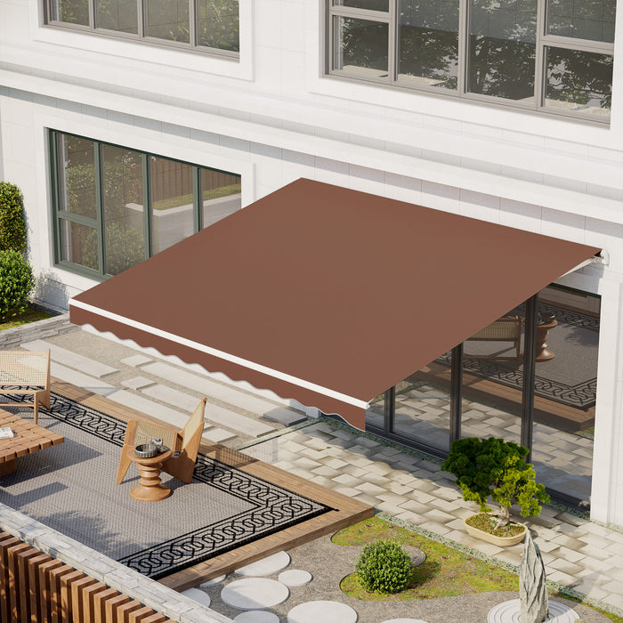 Outsunny Auvent Retractable Electrique 10' X 13' Avec Telecommande, Cafe