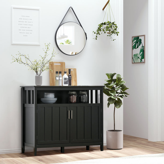 HOMCOM Buffet Console Rangement Armoire 2 Portes Noir