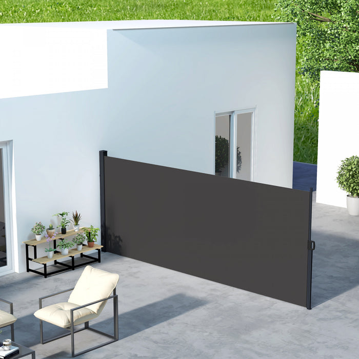 Outsunny Auvent Lateral Retractable 13'x6', Ecran De Confidentialite, Noir