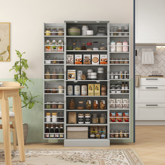 HOMCOM Armoire de cuisine 65\" avec etageres et supports a epices, gris