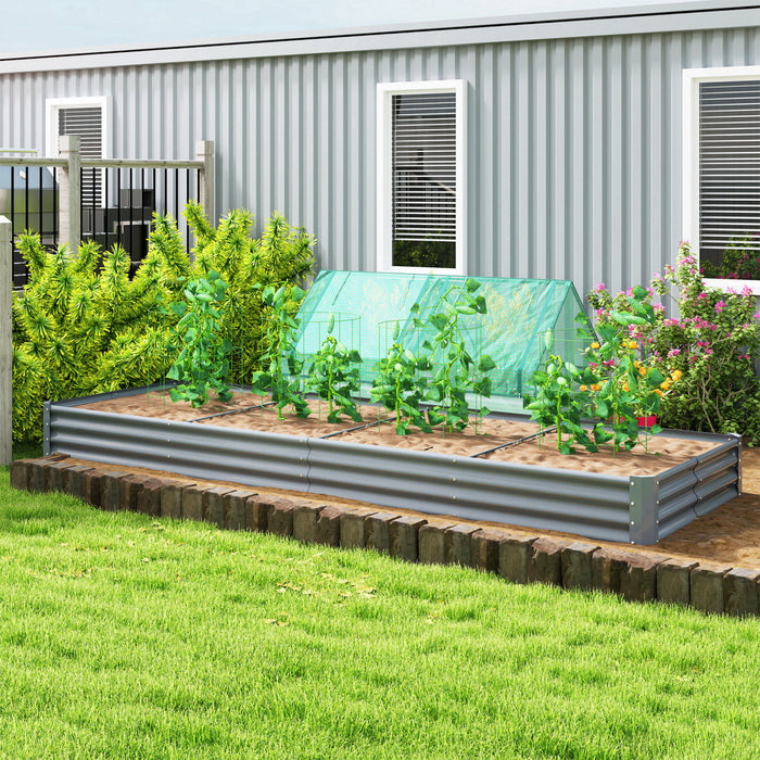 Outsunny Lit De Jardin Sureleve Galvanise 12x4x1pi, Fond Ouvert, Argent