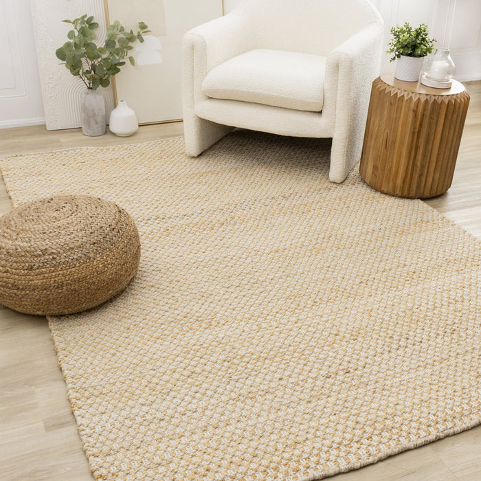 Carpette faite à la main en jute naturelle chêne clair - 7 pi 10 po x 10 pi 6 po