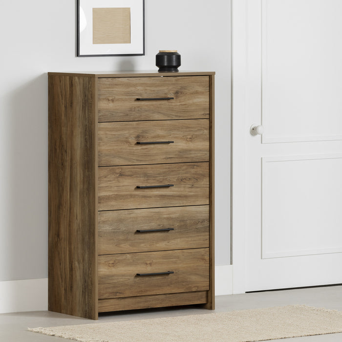  Commode verticale Londen à 5 tiroirs - manguier naturel